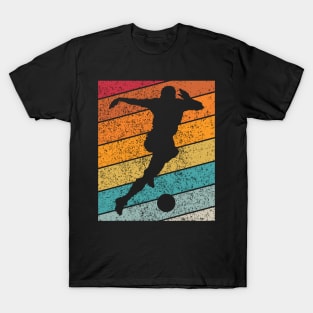 Male Soccer Football Outdoor Sports Retro Sunset Design T-Shirt